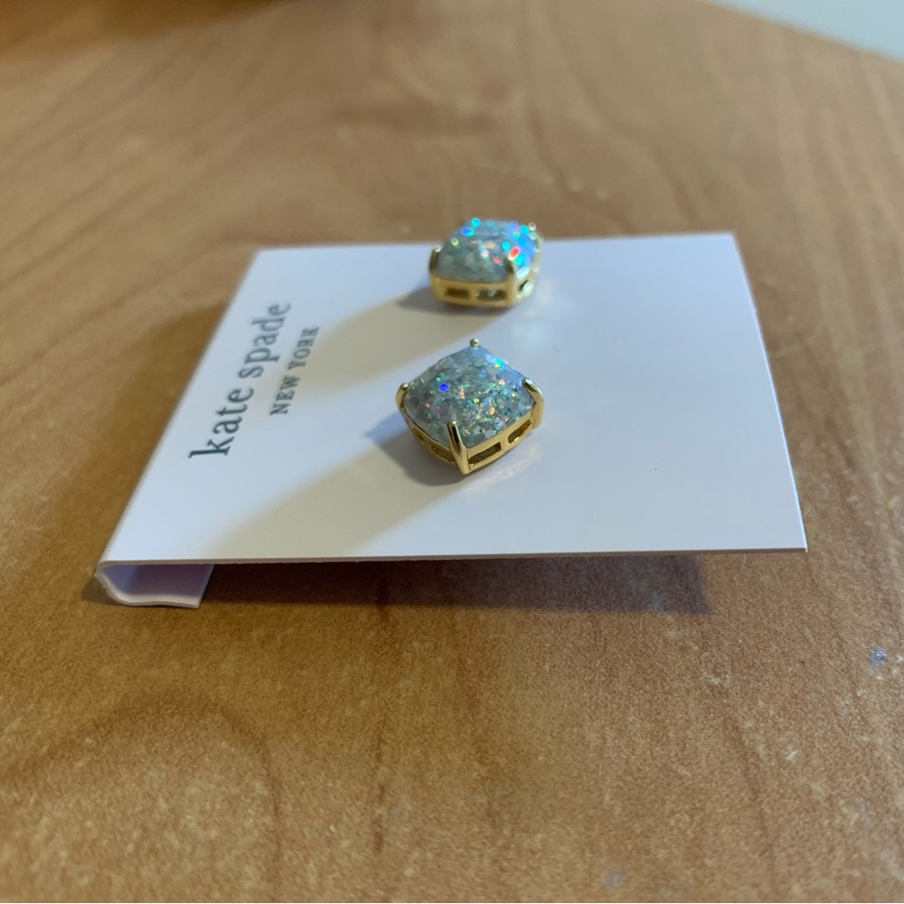 Kate Spade Square Opal Glitter Stud Earrings